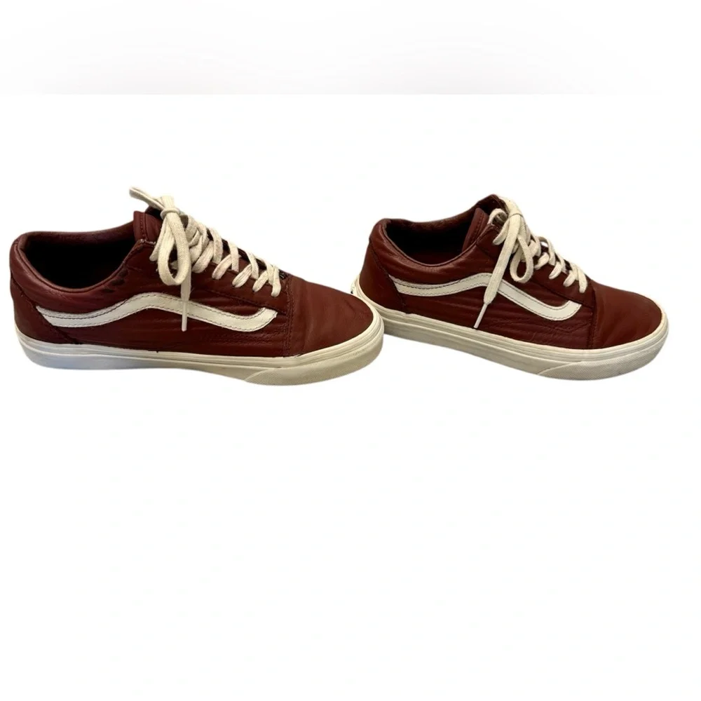 Vans White and Burgundy Old Skool Leather Size 7 Men’s 5.5